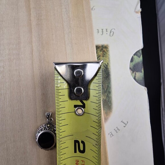 Vintage Style 925 Sterling Silver Pendant With Black Onyx & Marcasite Gemstones - Picture 6 of 6